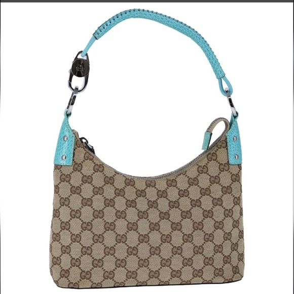 Gucci Handbags - Gucci GG‎ Beige and Tiffany Blue Women's Top handle